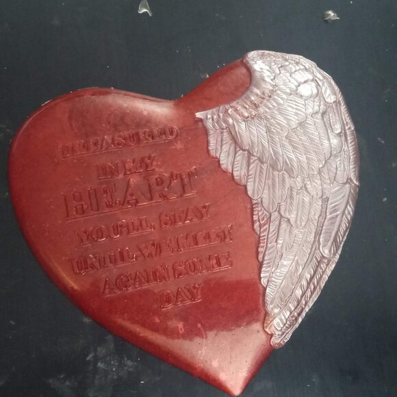 Handmade Red and White Heart Wing Decor - Picture 1 of 4